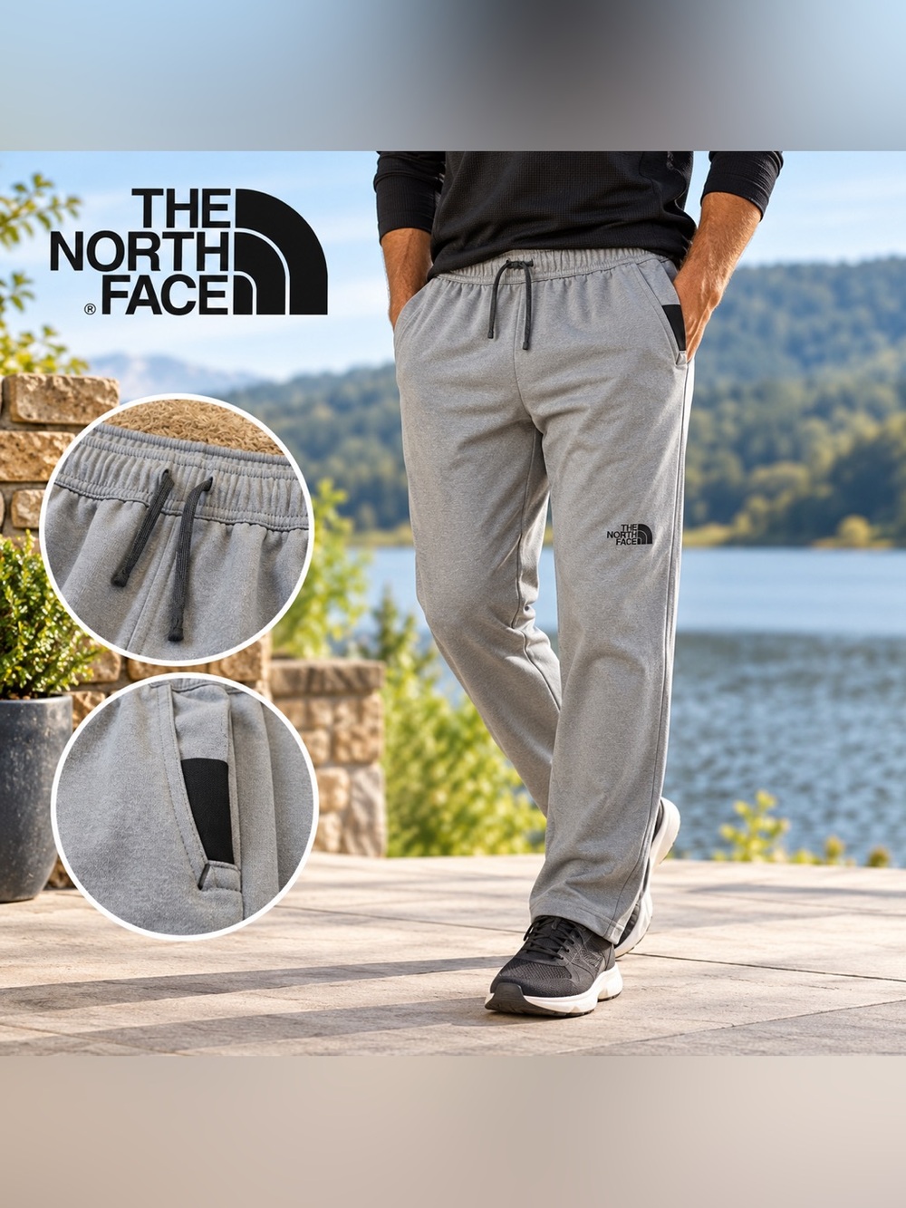 The North Face Men’s Large L Gray Performance Athletic Pants Drawstring Soft